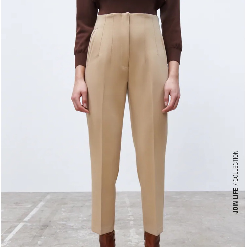 Zara high waisted trouser pant taupe brown